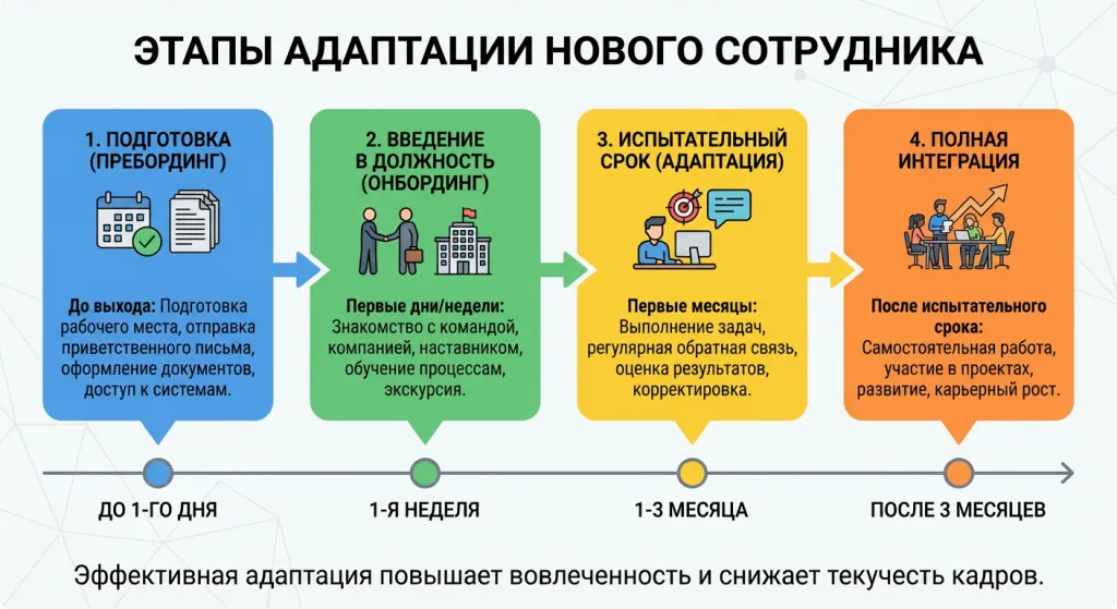 этапы адаптации нового сотрудника